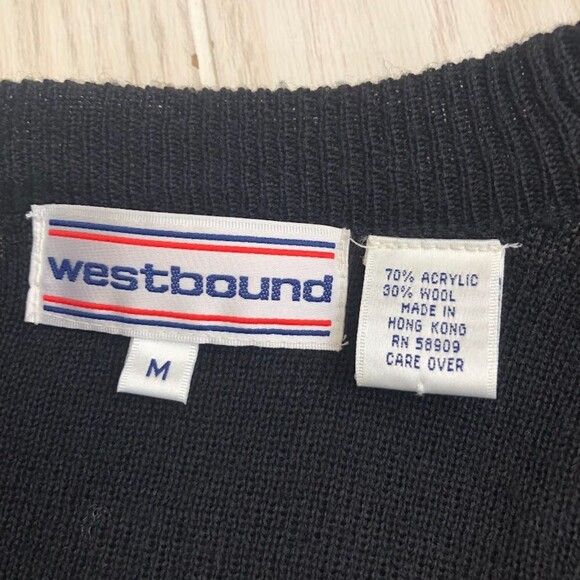 Vintage Westbound Women's Black V Neck Grandma Button Cardigan Sweater Medium - Picture 5 of 10